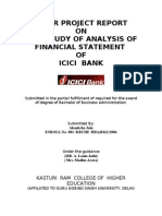 Minor Project Report ON The Study of Analysis of Financial Statement OF Icici Bank