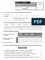 Ficha de Avaliação Trimestral - 1º Período - 4º Ano MAT - I