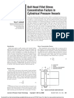 Bolt Head Fillet Stress Concentration Factors in Cylindrical Pressure Vessels