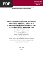 Mejora de Los Resultados Del Proceso de Selección de Personal A Través de La Estandarización de Perfiles de Puesto Tipo en Las Empresas Del Grupo Analytica