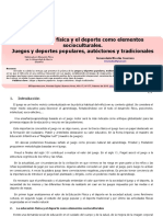 La Educación Física y El Deporte Como Elementos Socioculturales. Juegos y Deportes Populares, Autóct