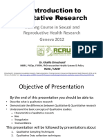 1) Introduction To Qualitative Research: Training Course in Sexual and Reproductive Health Research Geneva 2012