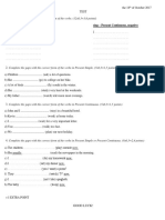 Present Simple and Continuous Test