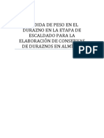 Pérdida de Peso en El Durazno en La Etapa de Escaldado para La Elaboración de Conservas de Duraznos en Almíbar