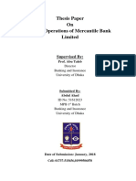 Thesis Paper On Credit Operations of Mercantile Bank Limited