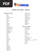 Members of The Family - Word List