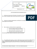 Lista de Matemática 6º Ano Profº Vinícius p2 IV Bim