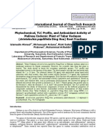 Phytochemical, TLC Profile, and Antioxidant Activity of Malinau Endemic Plant of Tabar Kedayan (Aristolochia Papilifolia Ding Hou) Root Fractions