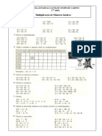 Exercícios Multiplicação de Números Inteiros 