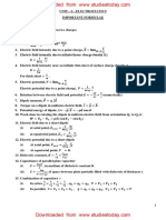 CBSE Class 12 Phyiscs - Electrostatics Formulae