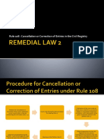 Rule 108: Cancellation or Correction of Entries in The Civil Registry