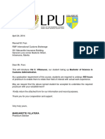 OJT Recommendation Letter Sample