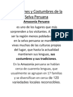 Tradiciones y Costumbres de La Selva Peruana