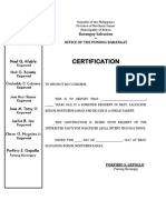 Certification Barangay Salvacion