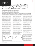 An Introduction Into The Role of Gas Chromatography - Mass Spectrometry Gc-Ms in Metabolomic Analysis