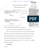 Ninth Circuit Order, After Reinstatement, Dismissing For Lack of Jurisdiction Petition in Skybridge V FCC. Sept 13, 2011