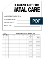 FHSIS Form TCL Pre Natal