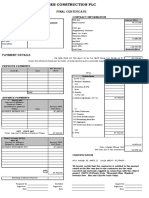 Final Certificate: Project Information Contract Information