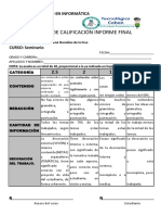 Rubrica de Calificacion Proyecto de Vida