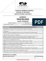 Prova Psicologia Primeiro de Maio 2016 - Fauel - Prova - Primeiro - Maio - Psicologo