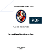 Plan de Asignatura Investigación Operativa Por Competencias