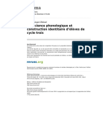 Trema 2551 33 34 Conscience Phonologique Et Construction Identitaire D Eleves de Cycle Trois PDF