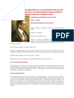 La Nueva Coyuntura Democrática y La Frustración Popular Por Las Dictaduras Militares y Las Consecuencias Socioculturales y Económicas en Bolivia y América Latina