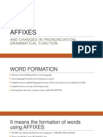 Affixes: and Changes in Pronunciation/ Grammatical Function