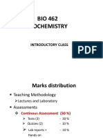 BIO 462 Biochemistry: Introductory Class