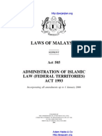 Act 505 Administration of Islamic Law Federal Territories Act 1993