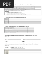 Evaluación Sumativa de Matemática 4°A Abril 2018