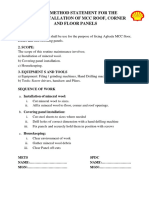 Method Statement For The Installation of MCC Roof