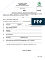 Application Proforma For Private Participants