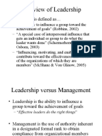 Overview of Leadership: - Leadership Is Defined As