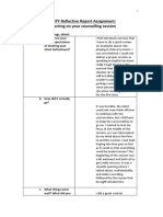 Reflecting On Your Counselling Session - Worksheet