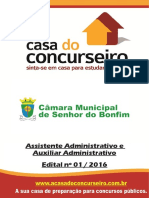 Apostila Camara Municipal de Senhor Do Bonfim Ba Assistente Administrativo e Auxiliar Administrativo PDF