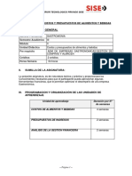 Costos y Presupuestos de Alimentos y Bebidas