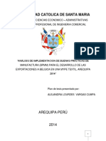 Análisis de Implementacion de Buenas Practicas de Manufactura (BPMM) para El Desarrollo de Las Exportaciones A Belgica en Una Mype Textil, Arequipa