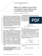 Numerical Solution of A Laminar Viscous Flow Boundary Layer Equation Using Uniform Haar Wavelet Quasi Linearization Method