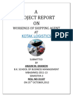 A Project Report ON: Workings of Shipping Agent AT