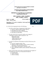 Individual & Group Behavior in Organizations / Organizational Behavior DFM / PGDFM I / DMM / PGDMM I / DBM / PGDBM I /aditm