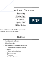 Introduction To Computer Security Slide Set 1: CS498IA Spring 2007 Nikita Borisov