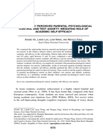 Adolescents' Perceived Parental Psychological Control and Test Anxiety: Mediating Role of Academic Self-Efficacy