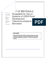 USDA RUS - List of Materials For Use by USDA Rural Development Telecom Borrowers 08-31-2010