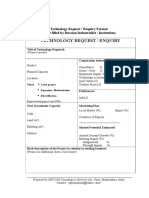 Technology Request / Enquiry Format (To Be Filled by Russian Industrialist / Institution)