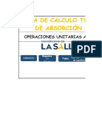 Hoja de Calculo Torre de Abosorcion. By: Juan Tovar. Universidad de La Salle. 2018