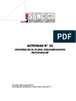 Actividad N 02. Vectores en El Plano. Descomposición Rectangular. Física Aplicada. Edificaciones y Obras C