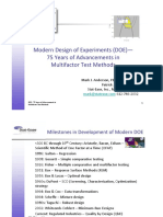 Modern Design of Experiments (DOE) - 75 Years of Advancements in Multifactor Test Methods