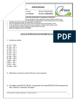 Lista de Matemática Profº Vinícius 6º Ano p2 I Bim