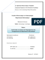 Pfe Organigramme Des Enseignements Du Departement Informatique